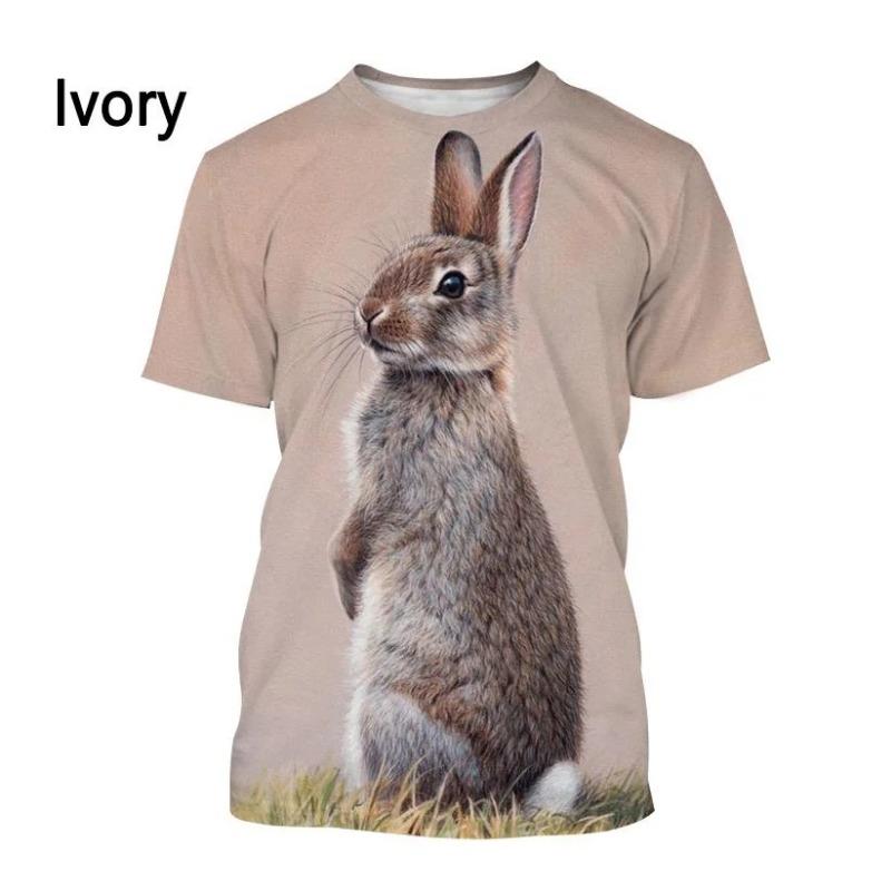 New Fashion Animal Rabbit 3D Printed T-shirt Men's and Women's Summer Casual Short Sleeve Crewneck Shirt Top