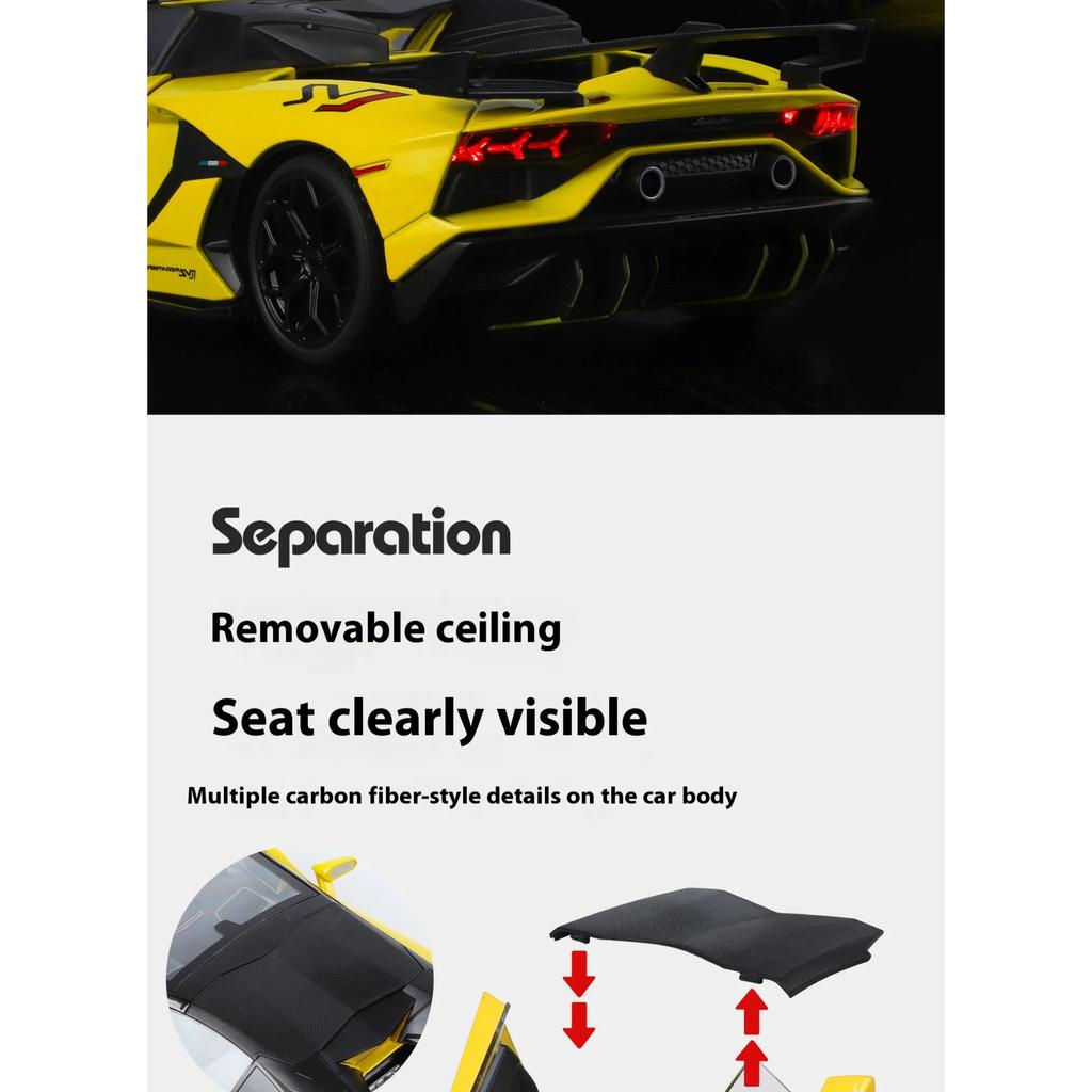 Large 1/18 Lamborghini Aventador SVJ Supercar Model Simulation Interior Details Adult Collection Ornaments Boy Gift Halloween Toys