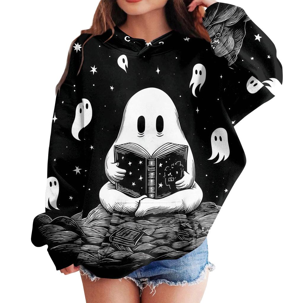 Kids Halloween Print Hoodie Pullover Sweatshirt for Boys Girls Casual Wear