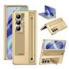 PU Leather Glass Film Pen Slot with Pen Phone Case for Samsung Galaxy Z Fold 8 6 5 4 3 Fold6 Fold8 Ultra Hinge Protection Cover