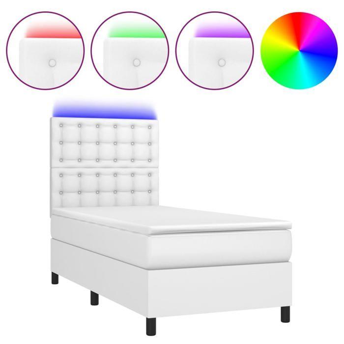 Sommier à lattes avec matelas - Maison Exclusive - LED colorée - Tête de lit réglable - 90x190 cm