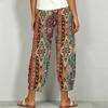 Women Plus Size Floral Printed Loose Cross Hem Cropped Pants