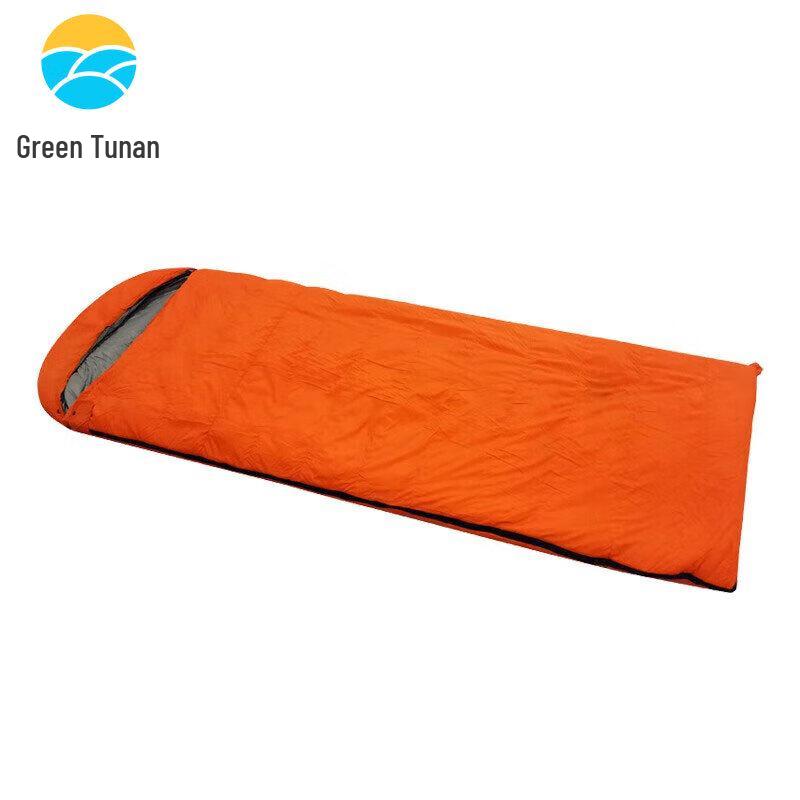 Down Warm Sleeping Bag - Green & Firefighter Orange