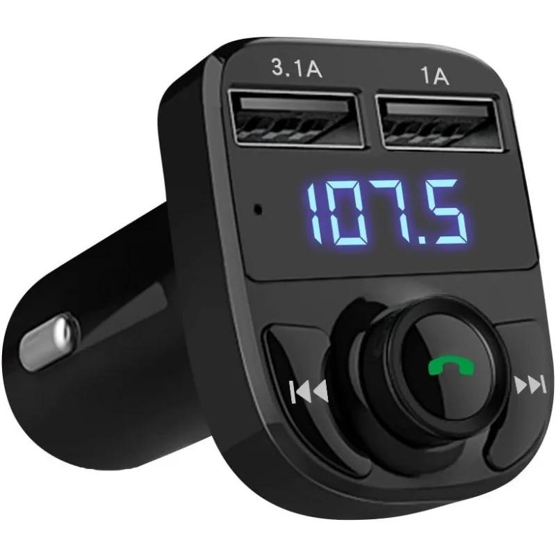 Autoladegerät Kabelloser Bluetooth FM-Transmitter Freisprechanrufe Radioempfänger MP3 Musik Stereo Adapter Dual USB-Anschluss Ladegerät