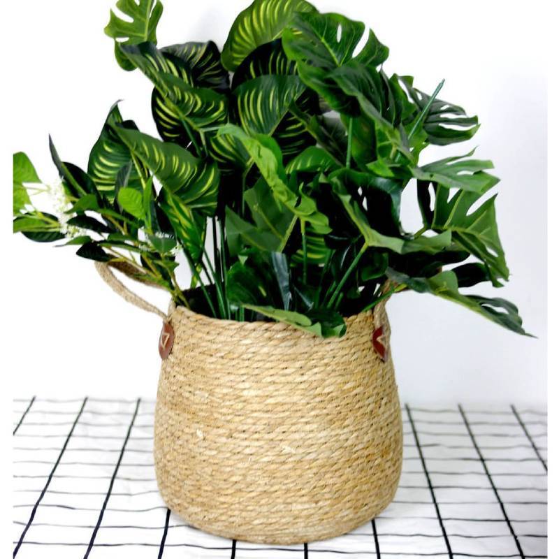 Woven Grass Planter Pot With Breathable Design For Living Room Decor Large Size