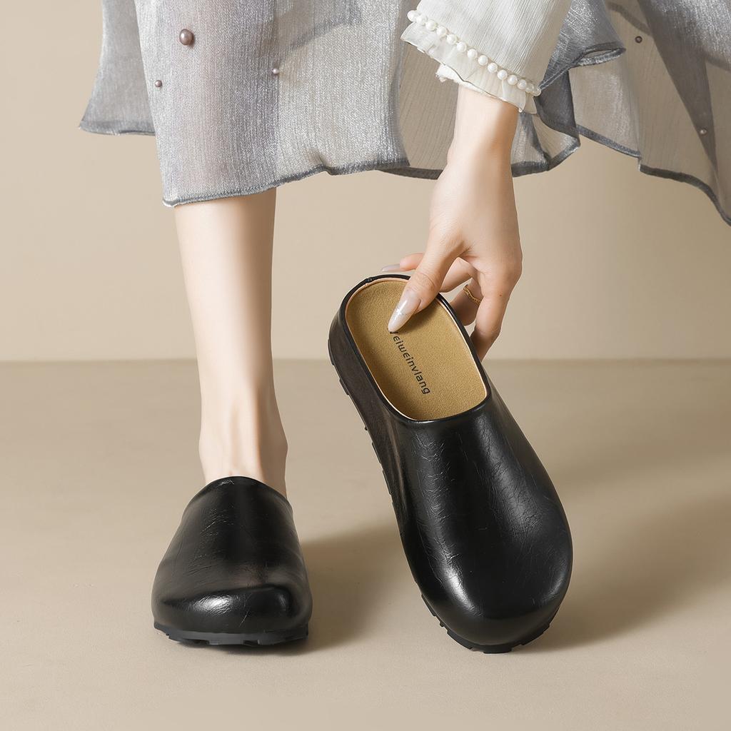 Thick-soled women wear Baotou and half-slippers in the summer