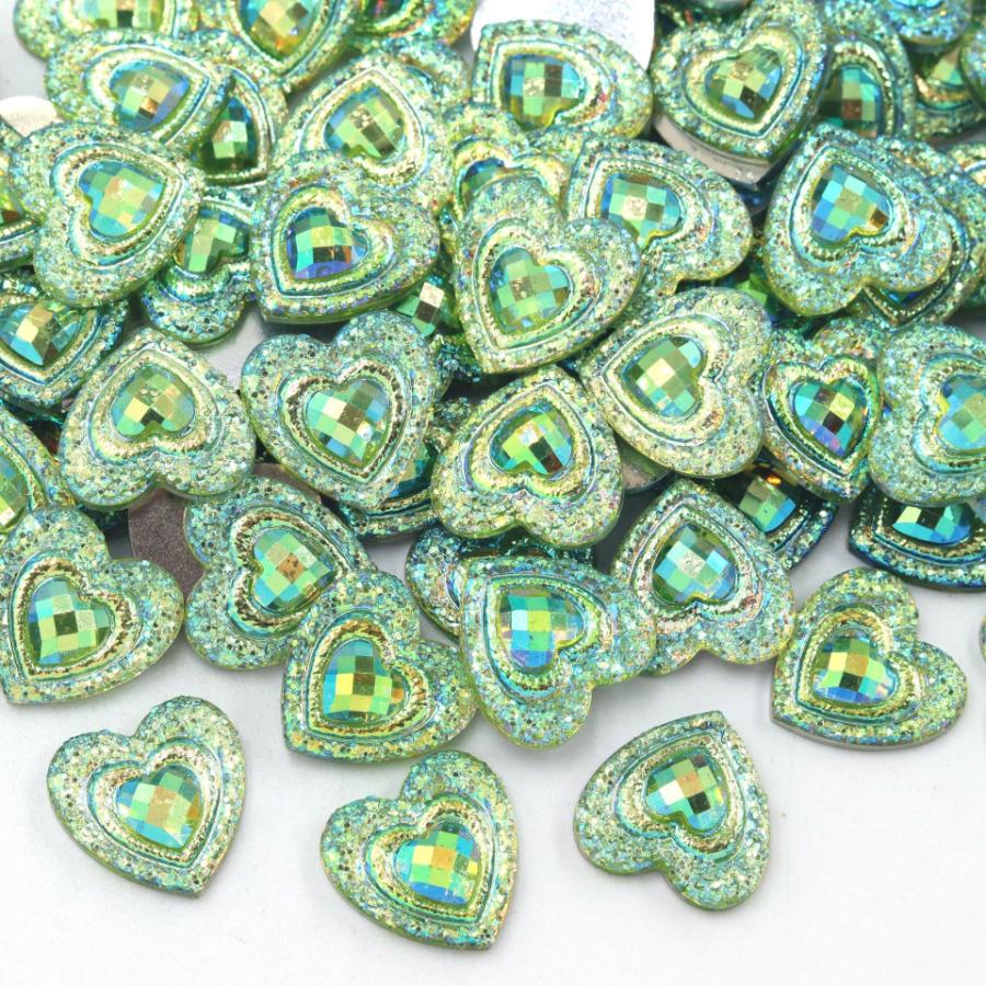 50pcs 14mm heart-shaped resin rhinestone scrapbook suitable for jewelry making DIY charm decoration