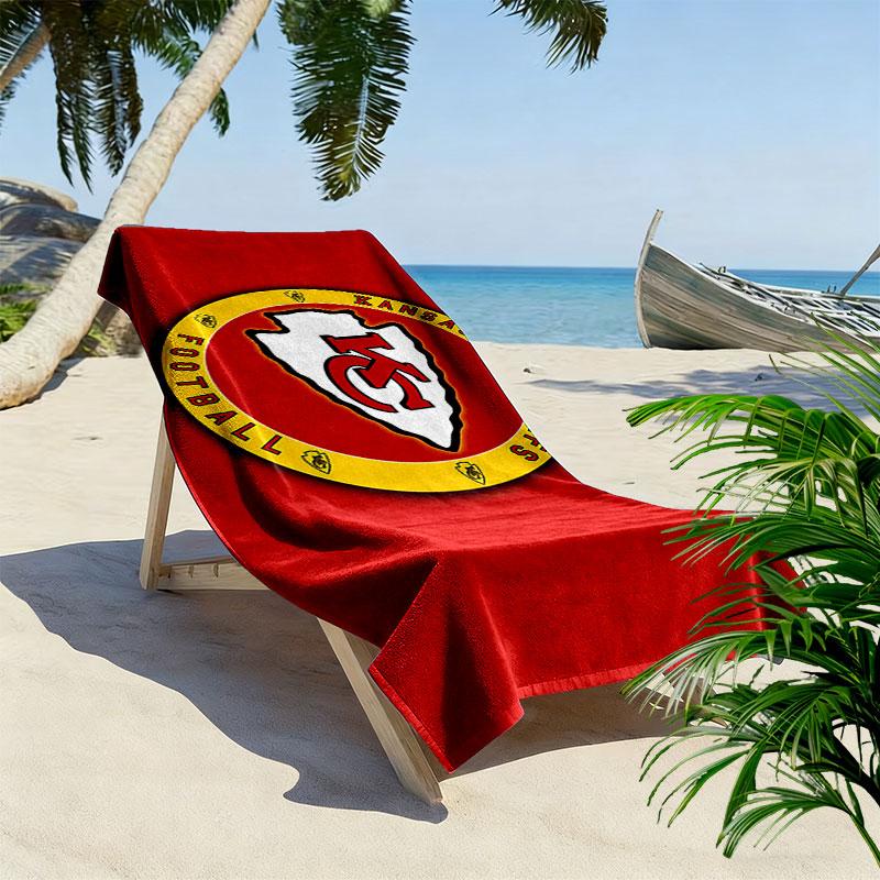 KC Chiefs logo Print Beach Towel, Large Soft Quick Dry Towel for Beach Camping Swimming