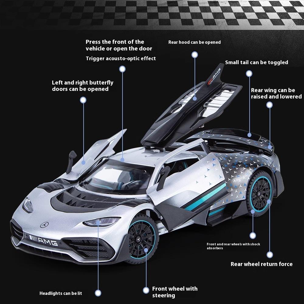 1:24 Mercedes Benz AMG ONE Alloy Sports Car Diecast Metal Model Simulation Sound & Light Toy Decorative Trendy Ornament For Boys