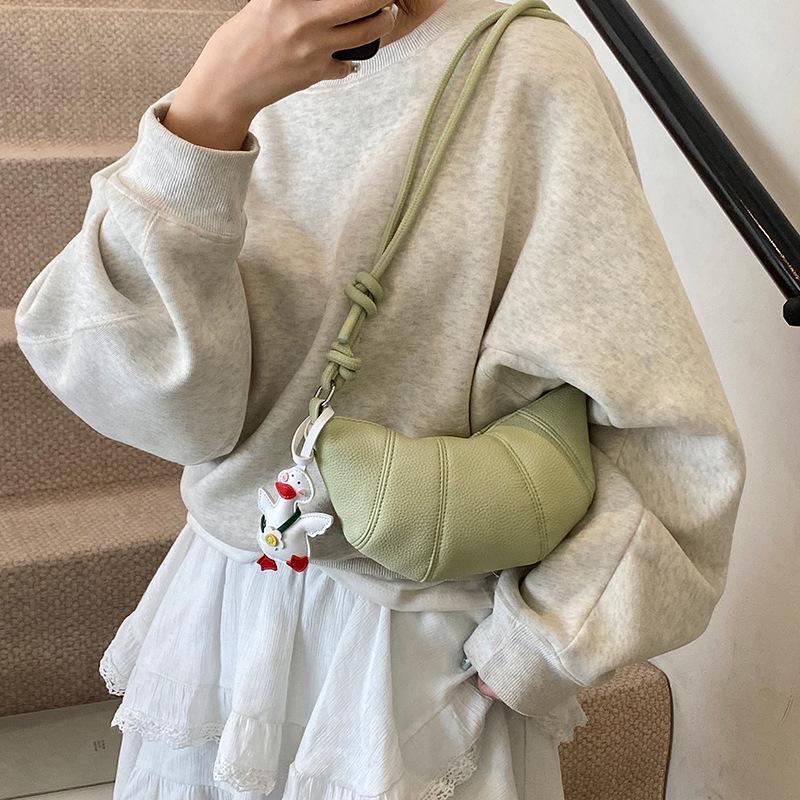 Fashion Lychee Pattern Dumpling Bag Women's 2025 Spring New Trend Simple Casual Personality Niche Shoulder Messenger Bag