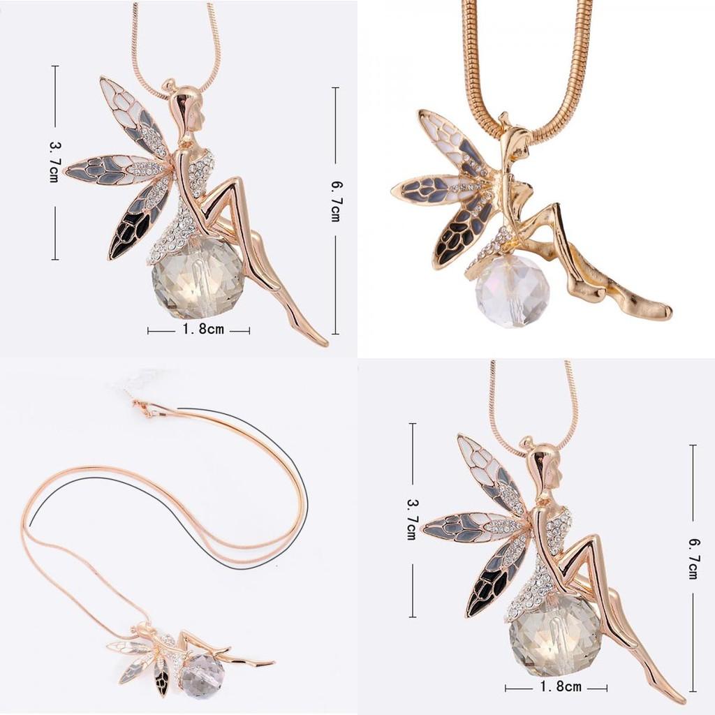 Angel Wing Necklace Floral Design Elegant Alloy Pendant Jewelry Gift For Women Special Occasion