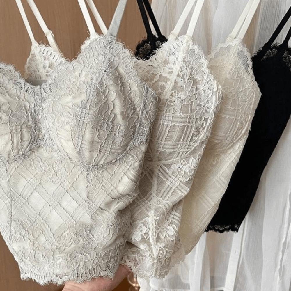 Transparent Lace Corset Fishbone Crop Tops Fashion Lace Camisole Travel