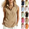 Women's Casual And Fashionable Sleeveless Button-down Blouse Top