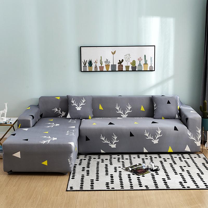 Elastic Sofa Covers for Living Room Pets Kids Chair Couch Cover Corner L Shaped Chaise Longue Slipcover Included 2pieces Cover