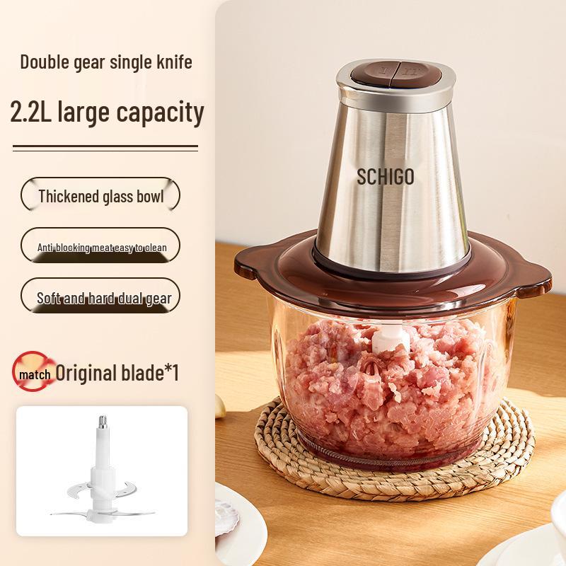 Electric Stainless Steel Meat Grinder for Minced Meat, Vegetables, Garlic, and Chili - Compact Kitchen Appliance
