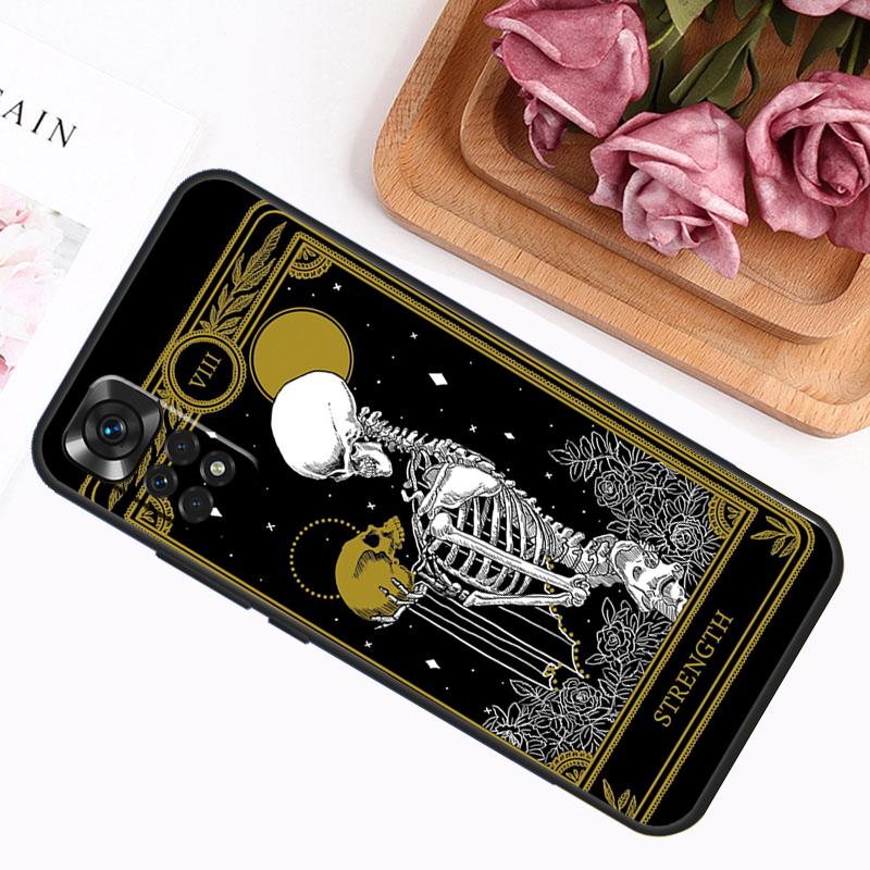 Death Tarot Cat Case For Xiaomi Redmi Note 9 10 11 12 13 14 Pro 9S 10S 11S 12S Redmi 14C 13C 10C 12C Cover