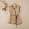 ZANZEA Elegant Women Casual V-Neck Sleeveless Tank Tops