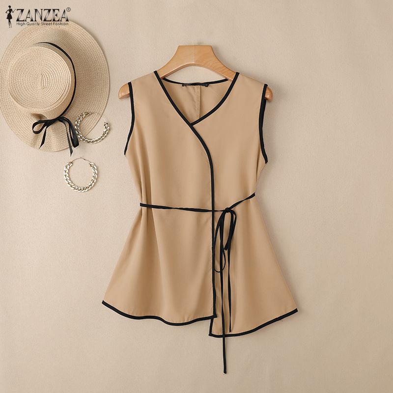 ZANZEA Elegant Women Casual V-Neck Sleeveless Tank Tops