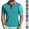 Men's Loose Fit Casual Polo Shirt Camouflage Color Block Print Short Sleeve Breathable Lightweight Summer Top