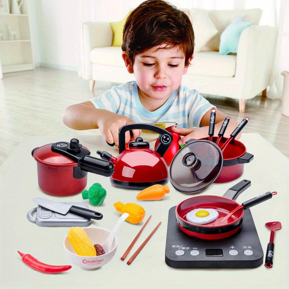 Simulação Utensílios de Mesa de Cozinha Fogão de Indução Brinquedos Interativos Menino e Menina Presente de Aniversário, Conjunto de Cozinha para Crianças Casa de Brincar