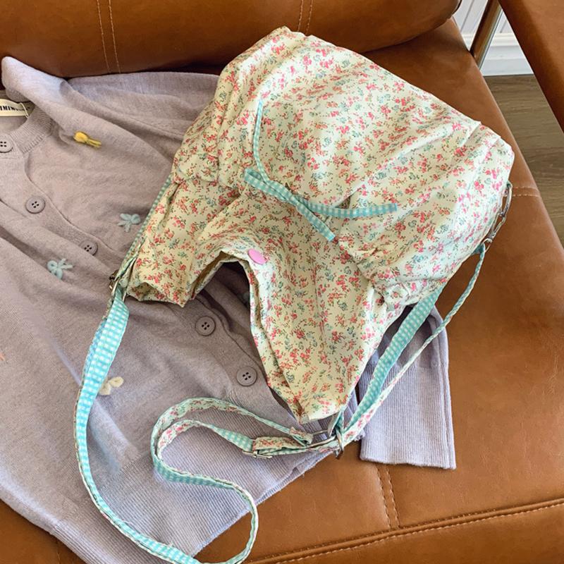 Women's Floral Print Crossbody Shoulder Bag Fashion Washable Fabric Pink Flowers Small Backpack for Casual & Special Occasions AVE