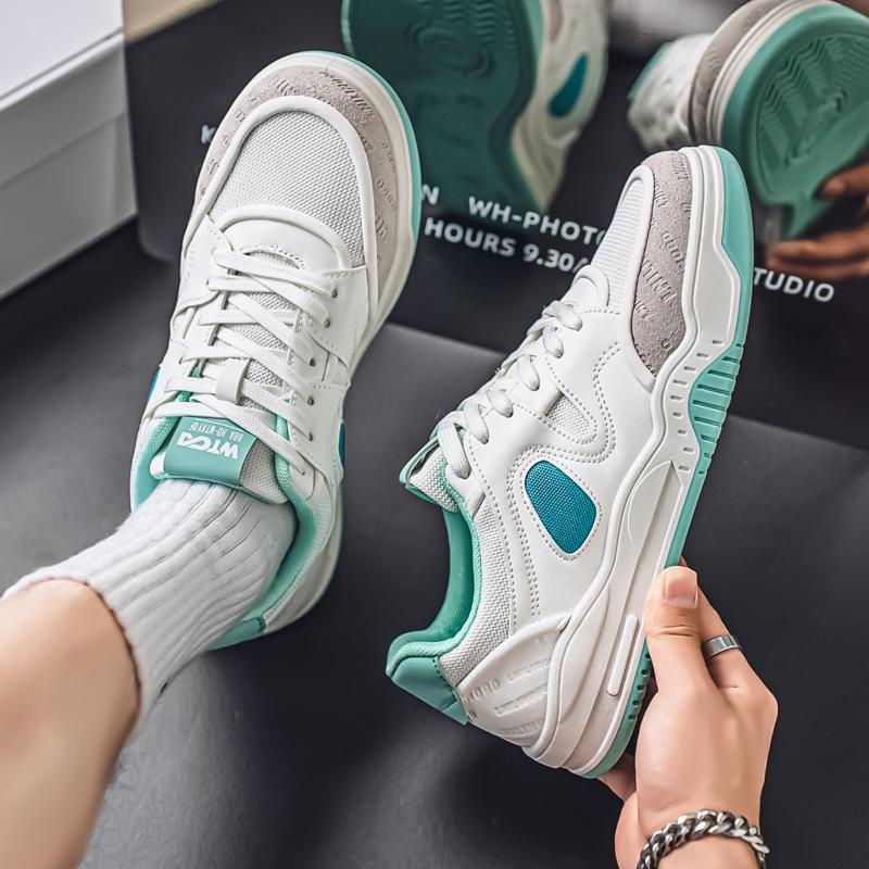 

Trendy men s fashion Korean version men s shoes summer mesh breathable surface sports and leisure shoes low-top thick-soled student white shoes 39