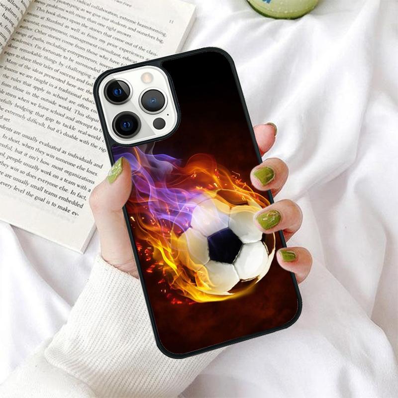 Fire Football Phone Case for iPhone 17 Air 16 Coque 15 14 12 13 PLUS 11 PRO MAX Back Cover Fundas Shell