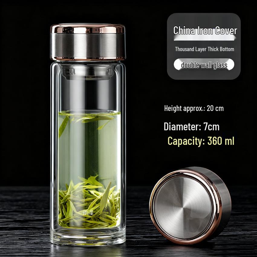 High-Temperature Resistant Double-Layer Printed Borosilicate Glass Tea Cup