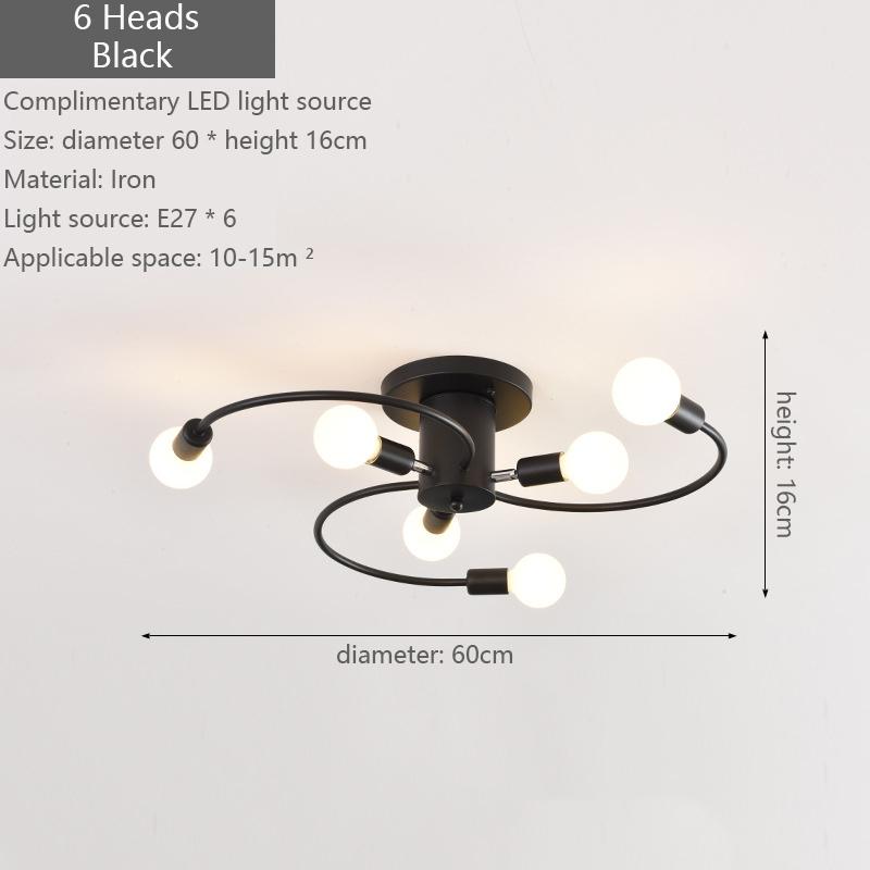 6 Heads LED Ceiling Lamp for Living Room Nordic Dome Light Home Decoration Lighting Natural Light Lighting Chandelier