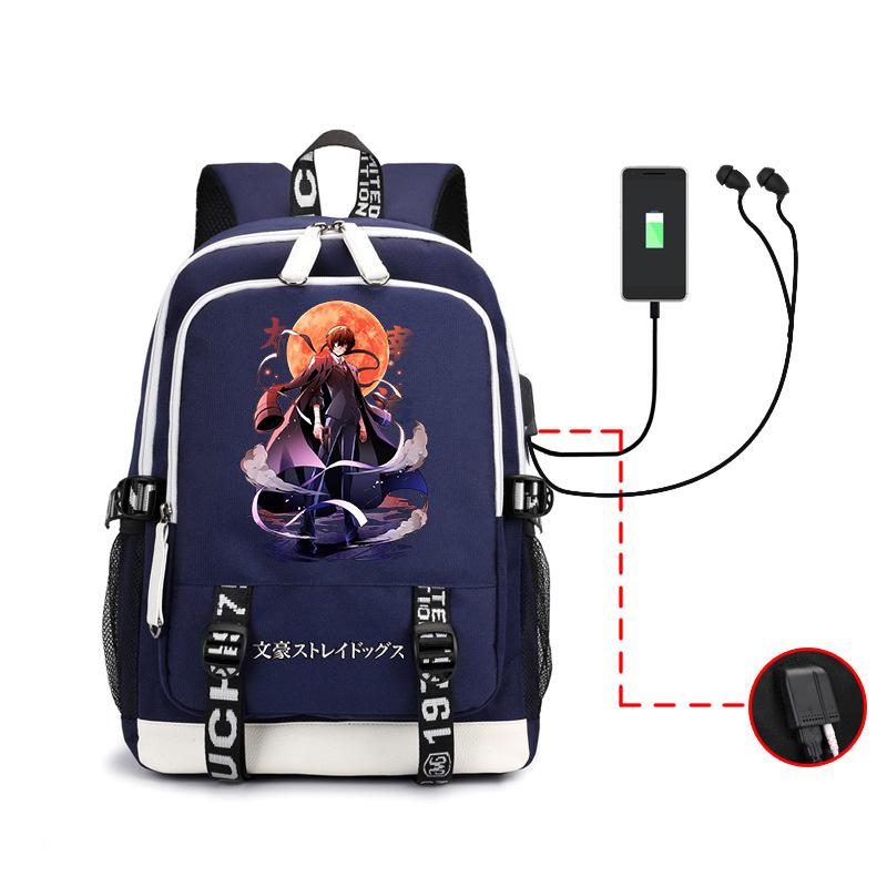 Anime Wenhao Wild Dog Men'S Backpack Usb Headset Backpack Student Outdoor Large Capacity Backpack