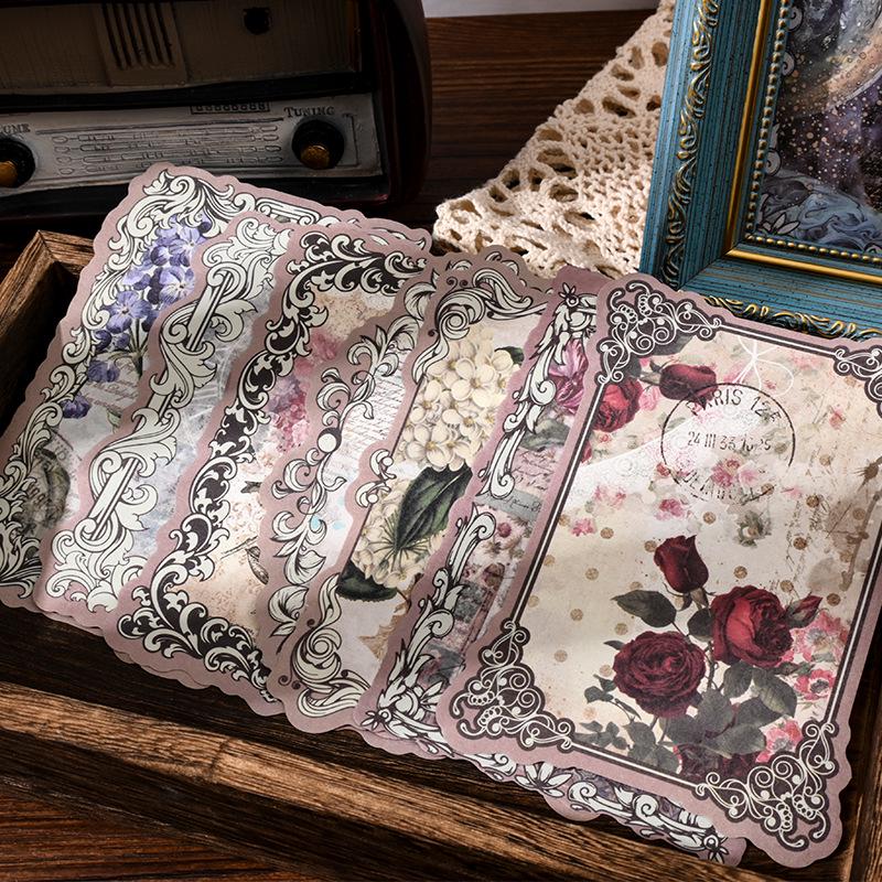 Retro Floral Paper & Collage Stickers: Artistic Diary Decor