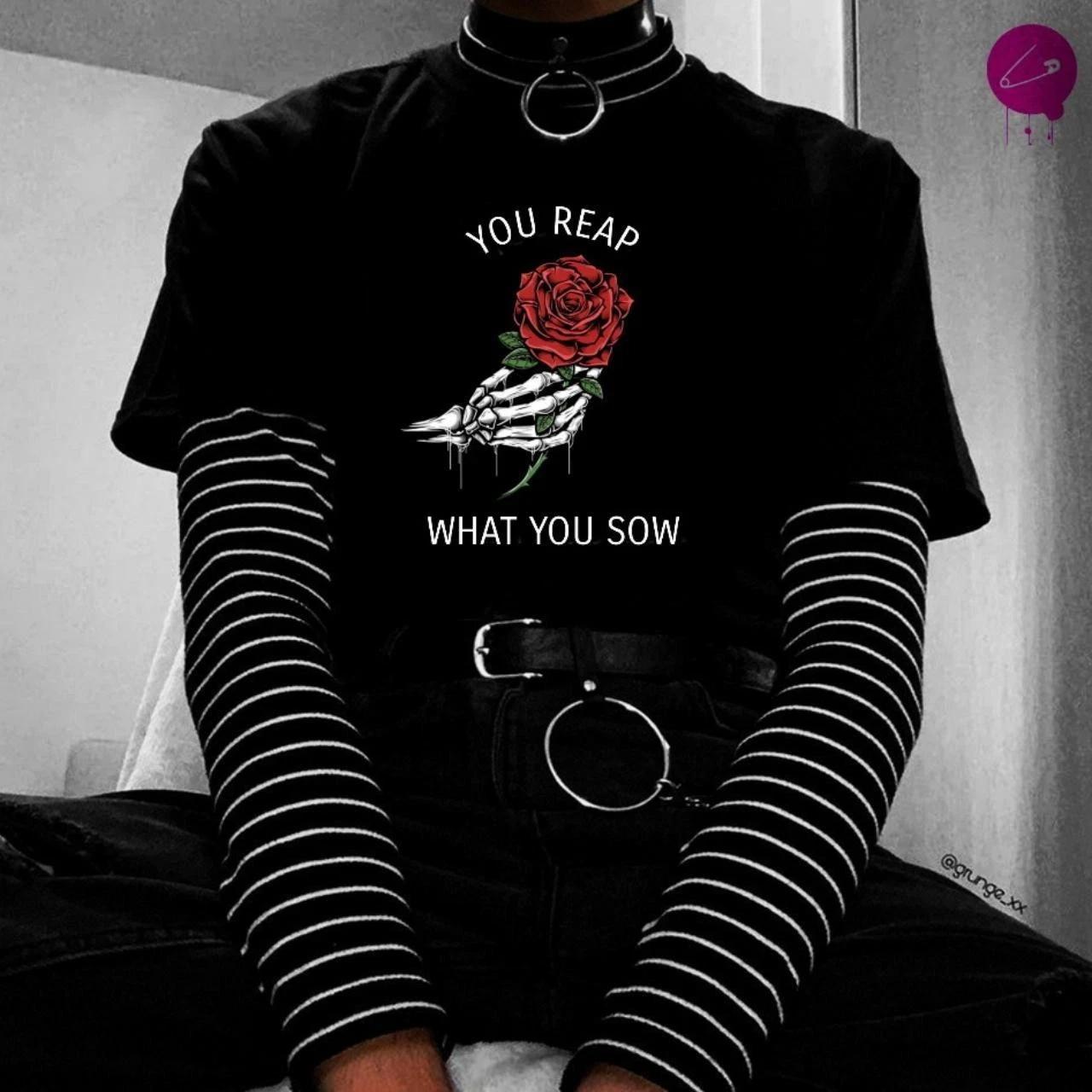 You Reap What You Sow Alternative Gothic Punk Rock Skater Grunge Occult T-Shirt L