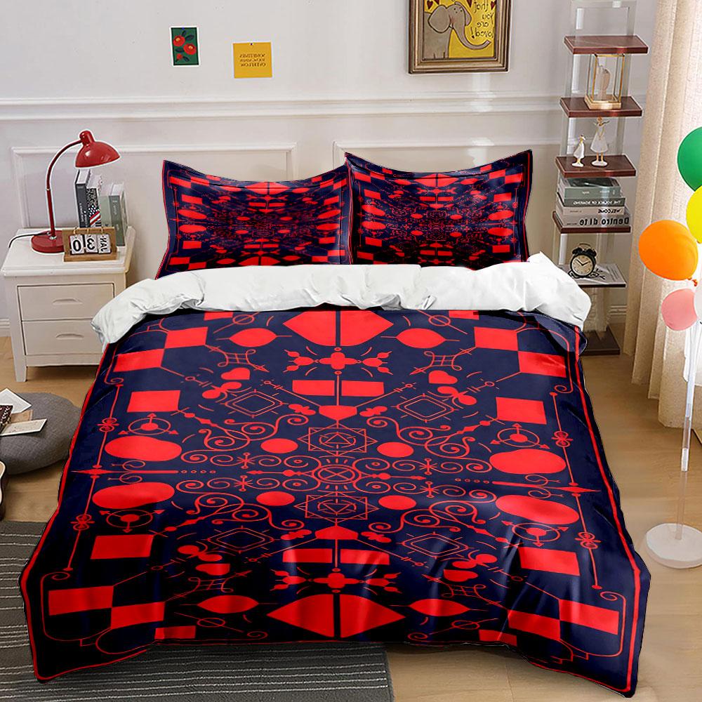 

Red geometric shapes pattern. Bedding sets Duvet cover sets Duvet covers Pillowcases(1 * Duvet Cover 2 * Pillowcases without duvet insert) 135x200cm