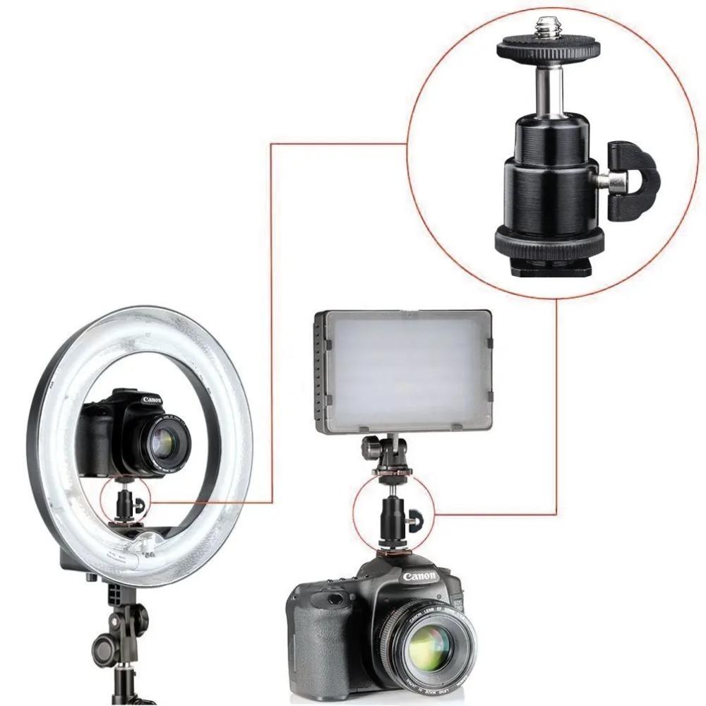 20pcs Mini Metal 360° Rotatable Ball Head 1/4 Hot Shoe Adapter Mount for Canon Niko Camera LED Flash Mic Tripod Bracket