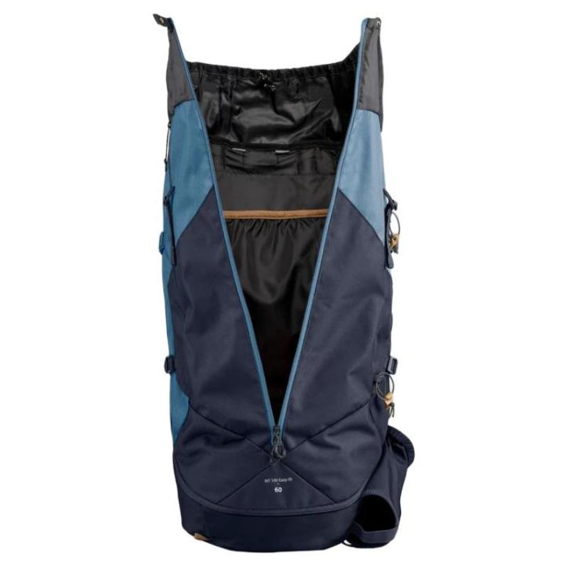 DECATHLON 60L Trekking Solid Colour Versatile Polyester Outdoor Hiking Bag Backpack School Bag Women's Blue Grey