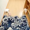 Kanagawa Surf Ukiyo-e Irregular Doormat, Japanese Style Non-Slip Foot Mat, Durable Entryway Rug, Artistic Home Decoration