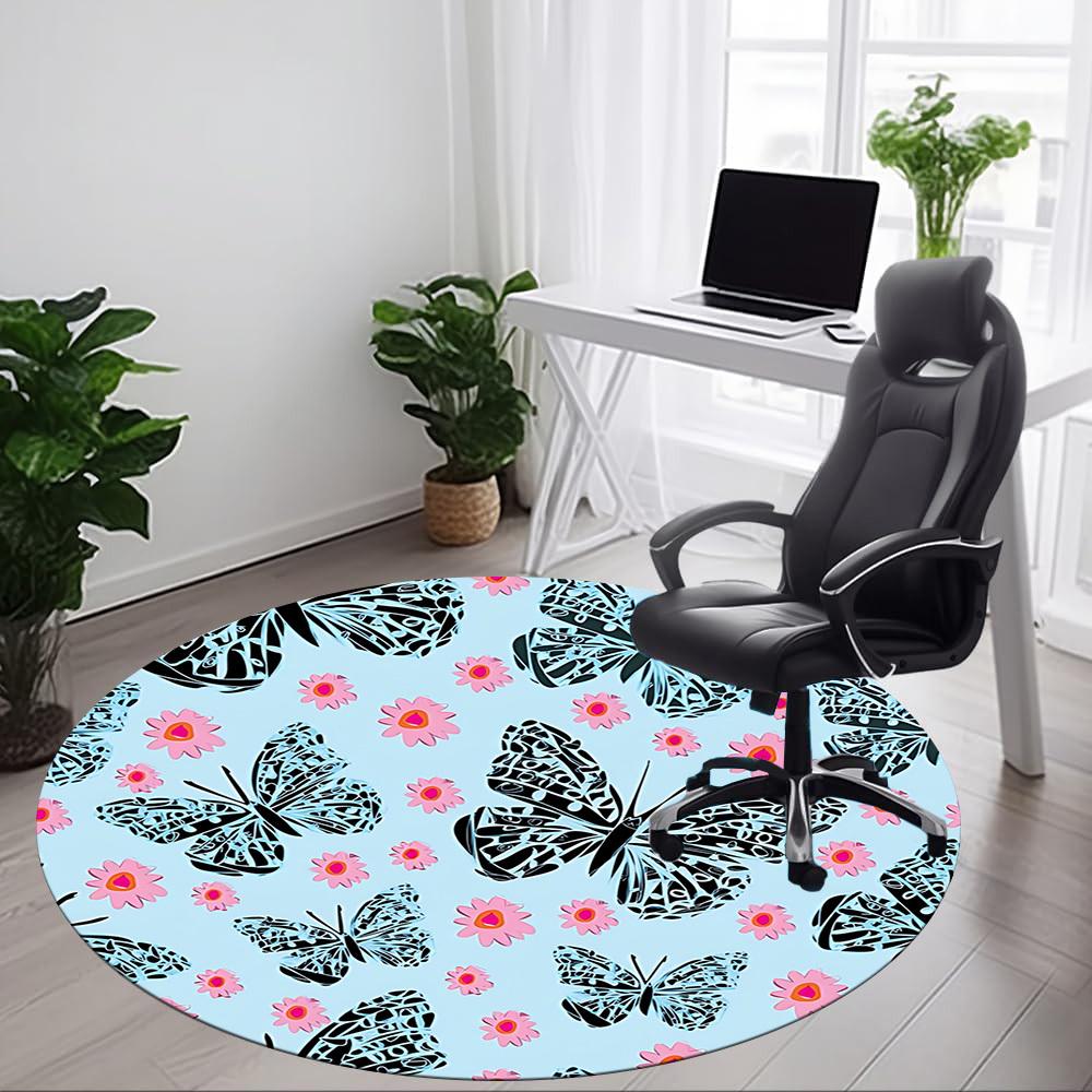 1pc Butterfly Floral Carpet for Office, Non-slip, Soft and Durable Office Rug, Perfect for Office yy260128012