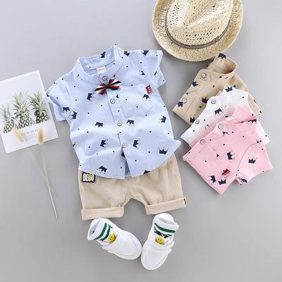 Conjunto de dos piezas de verano de moda para bebés niños de manga corta