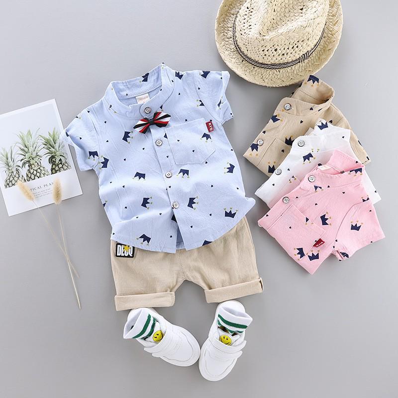 Trendy Summer Two-Piece Infant Boys' Short-Sleeve Outfit