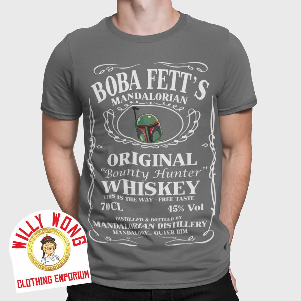 Boba Fett Mandalorian T-Shirt Unisex Star Wars Whiskey Inspired Retro Classic Unisex T-Shirt L