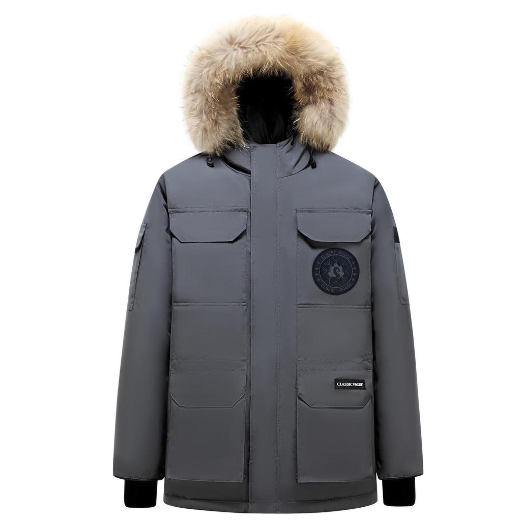 Men's Expedition-Style Goose Down Parka – Winter Windproof with Belt