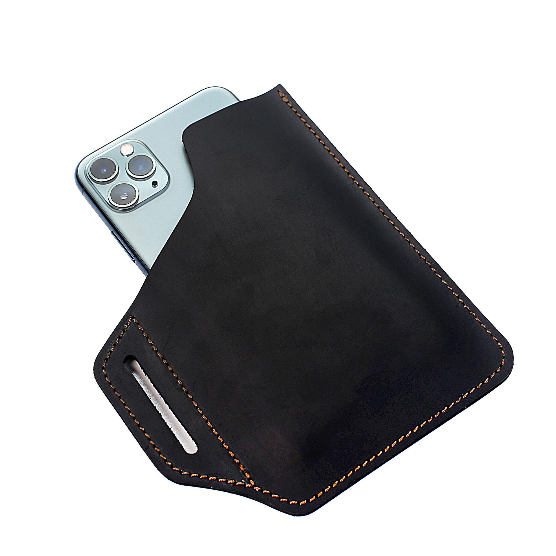

Leather Mobile Phone Small Satchel Wearable Belt Portable Simple Fanny Pack Advanced Pure Hand Stitching Mobile Phone Bag чёрный
