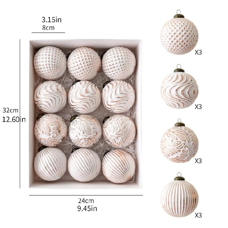 12Pcs Shimmering Christmas Ball Ornament 8cm Shatterproof Christmas Baubles Hanging Decorations for Tree Wreath Mantels