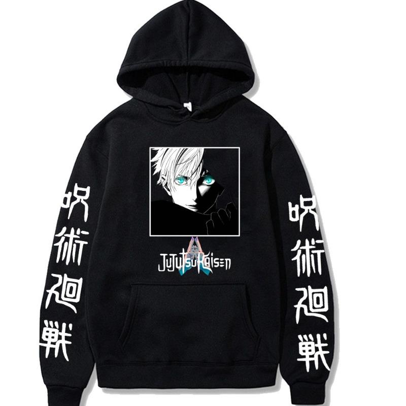 Jujutsu Kaisen Japanischer Anime Grafikdruck Hoodies Vintage Übergroße Kapuzenpullover Lässige Langarm-Hoodies Herren Damen Kleidung