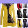 Womens Zip Hooded Coat Winter Warm Leopard Hoodie Parka Trench Jacket Outerwear