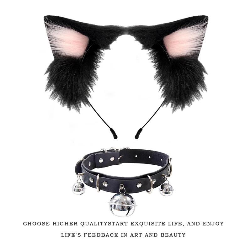 Handmade Cat Ears & Tail Set: Cute Cosplay Hair Accessories for Catgirl