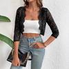 2025 Autumn New Cardigan Placket Spliced Fashionable Lace Short Jacket Top