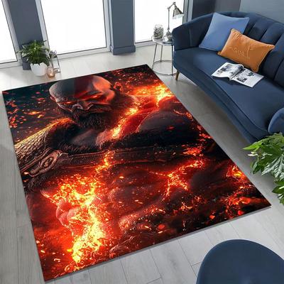 Klasika God of War Kratos 3A Hra Herní Koberec do Ložnice Obývacího Pokojí Pohovky Domácí Rohožka Dekorace, Velká Dětská Protiskluzová Podložka na Hraní