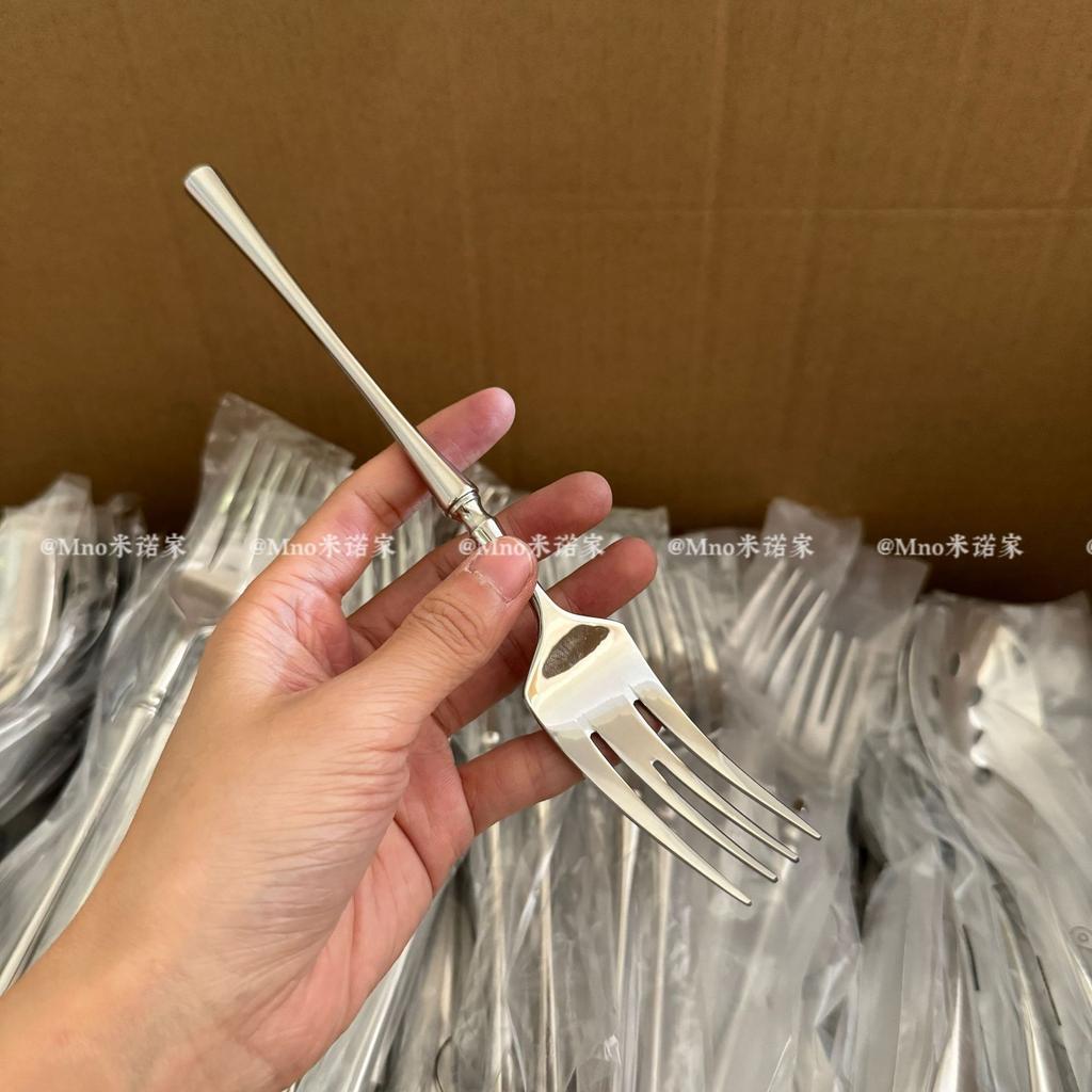 304 stainless steel small waist French main food spoon household western food spoon long handle light luxury spoon fork