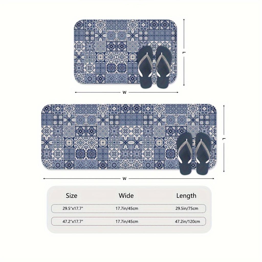 1Pcs Anti Fatigue Kitchen Rugs, Bohemian Print Waterproof Non-Slip Thick Cushioned Kitchen Mat Heavy Duty Comfort Standing Mat for Kitchen